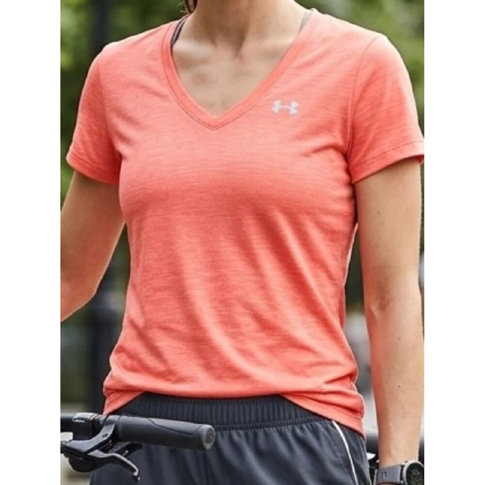 Under Armour Women's Coral Heather V-Neck Short Sleeve Tee